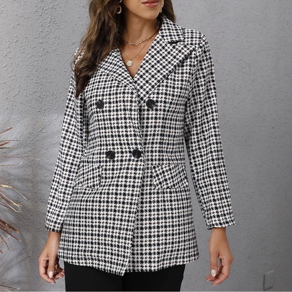 Women’s Houndstooth design Blazer / Suit Jacket - Picture 3 of 6